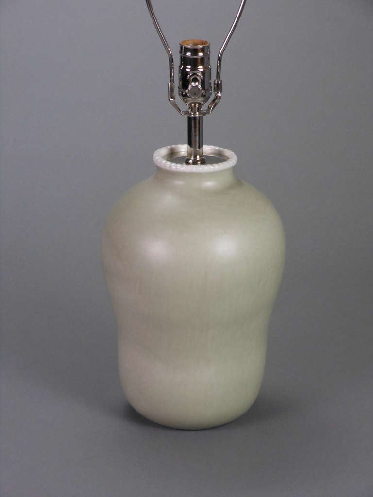 Pair of Italian Dove Gray Ceramic Vases, Now Lamps by Richard-Ginori 3