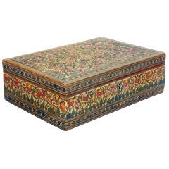 Antique An Indian Gilt and Polychrome Lacquer Box. Kurnool.