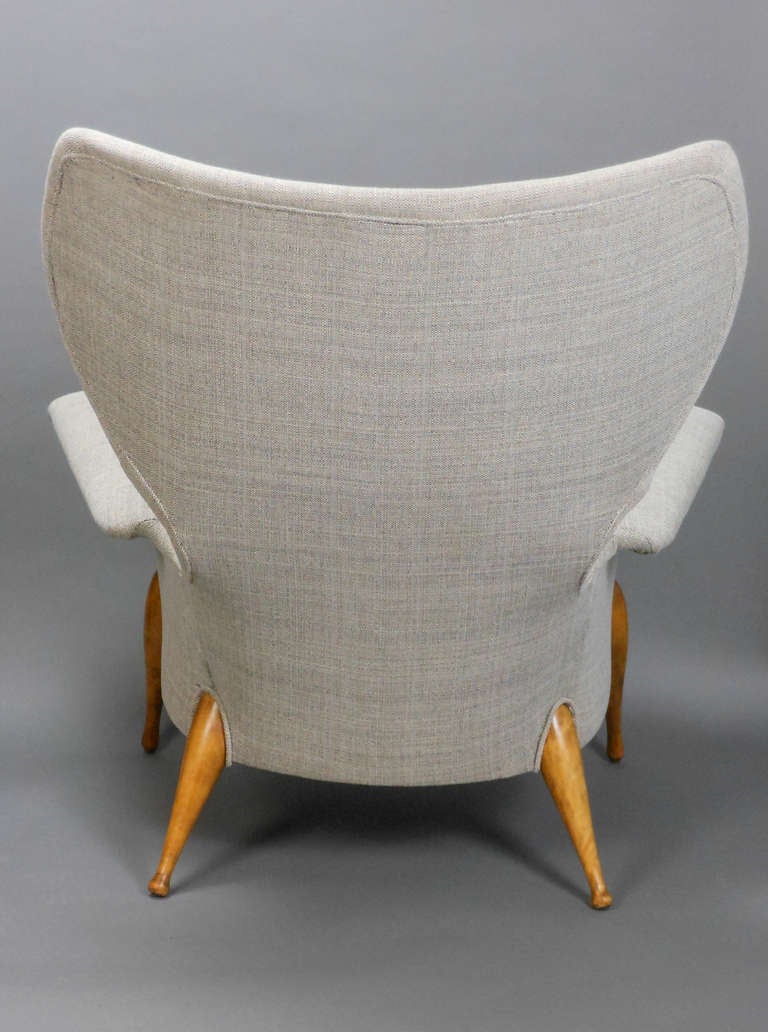 Mid-20th Century A Continental Upholstered Wing Chair