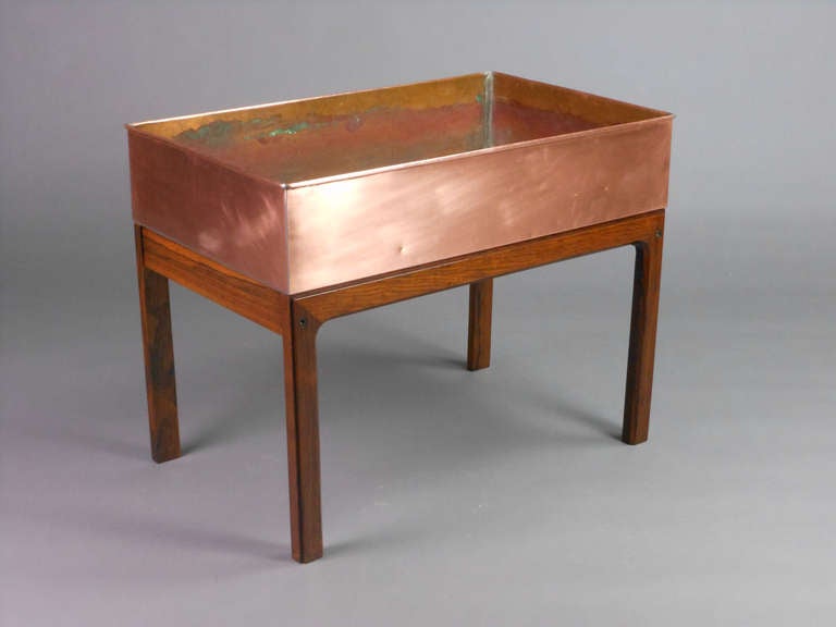 Mid-20th Century Danish Modern Wood and Copper Jardinière For Sale