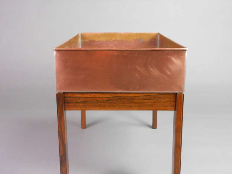 Danish Modern Wood and Copper Jardinière For Sale 2