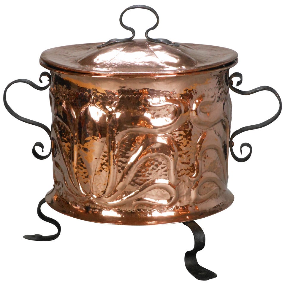 Art Nouveau Copper Pot For Sale