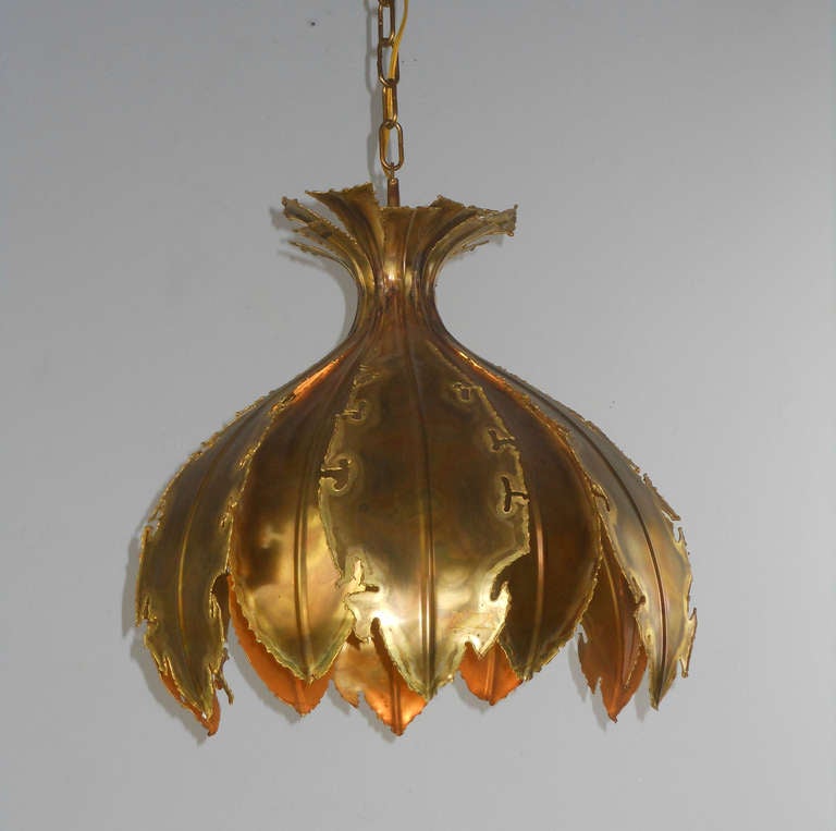 A Danish Patinated Metal Lotus Lantern by Holm Sørensen In Good Condition In New York, NY