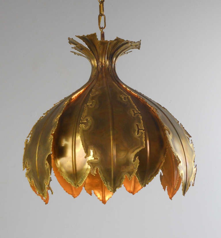 Late 20th Century A Danish Patinated Metal Lotus Lantern by Holm Sørensen