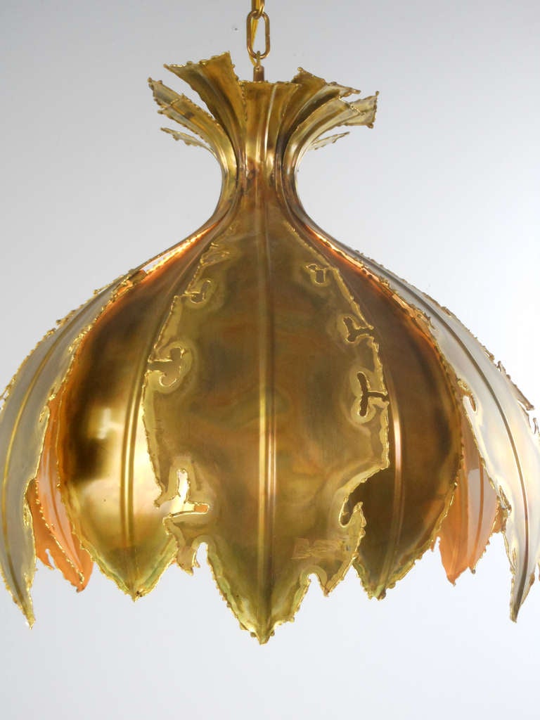 A Danish Patinated Metal Lotus Lantern by Holm Sørensen 1