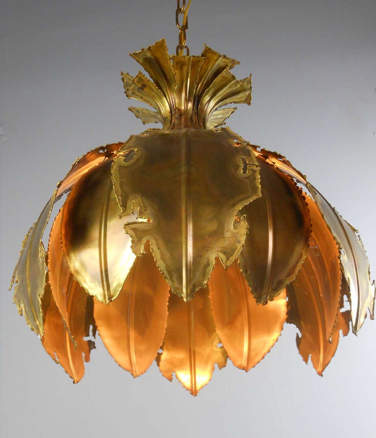 A Danish Patinated Metal Lotus Lantern by Holm Sørensen 3
