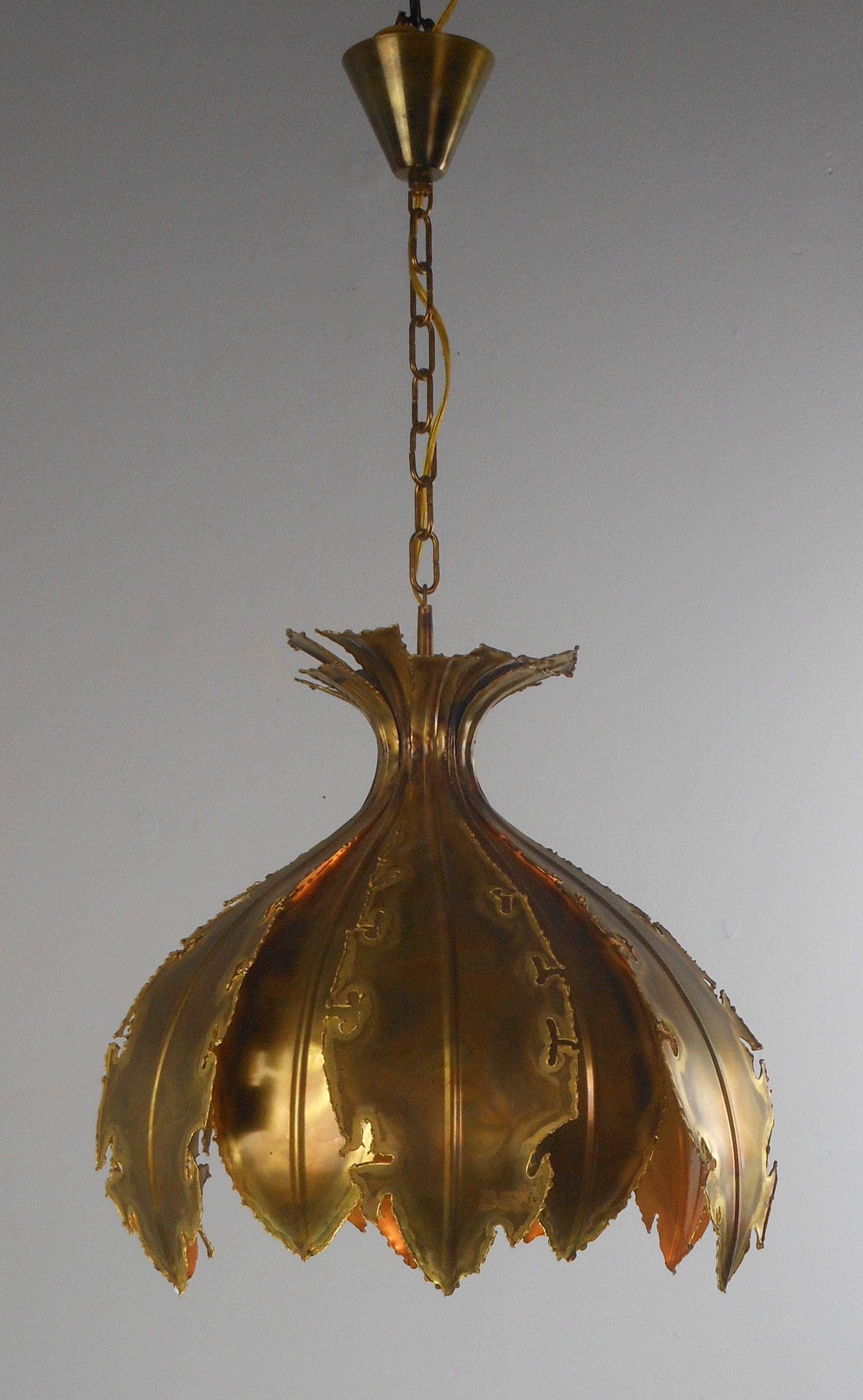 A Danish Patinated Metal Lotus Lantern by Holm Sørensen