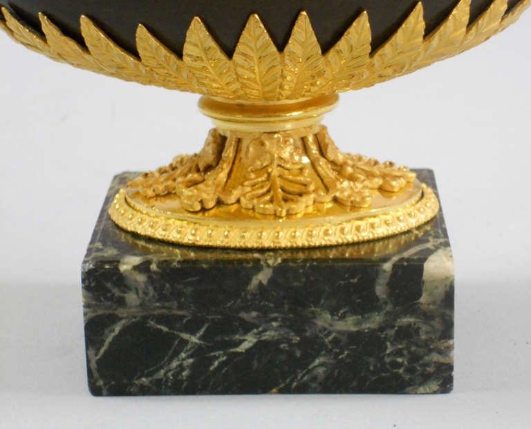 Ormolu French Empire Gilt and Patinated Bronze Candlestick in the Form of an Oil Lamp For Sale
