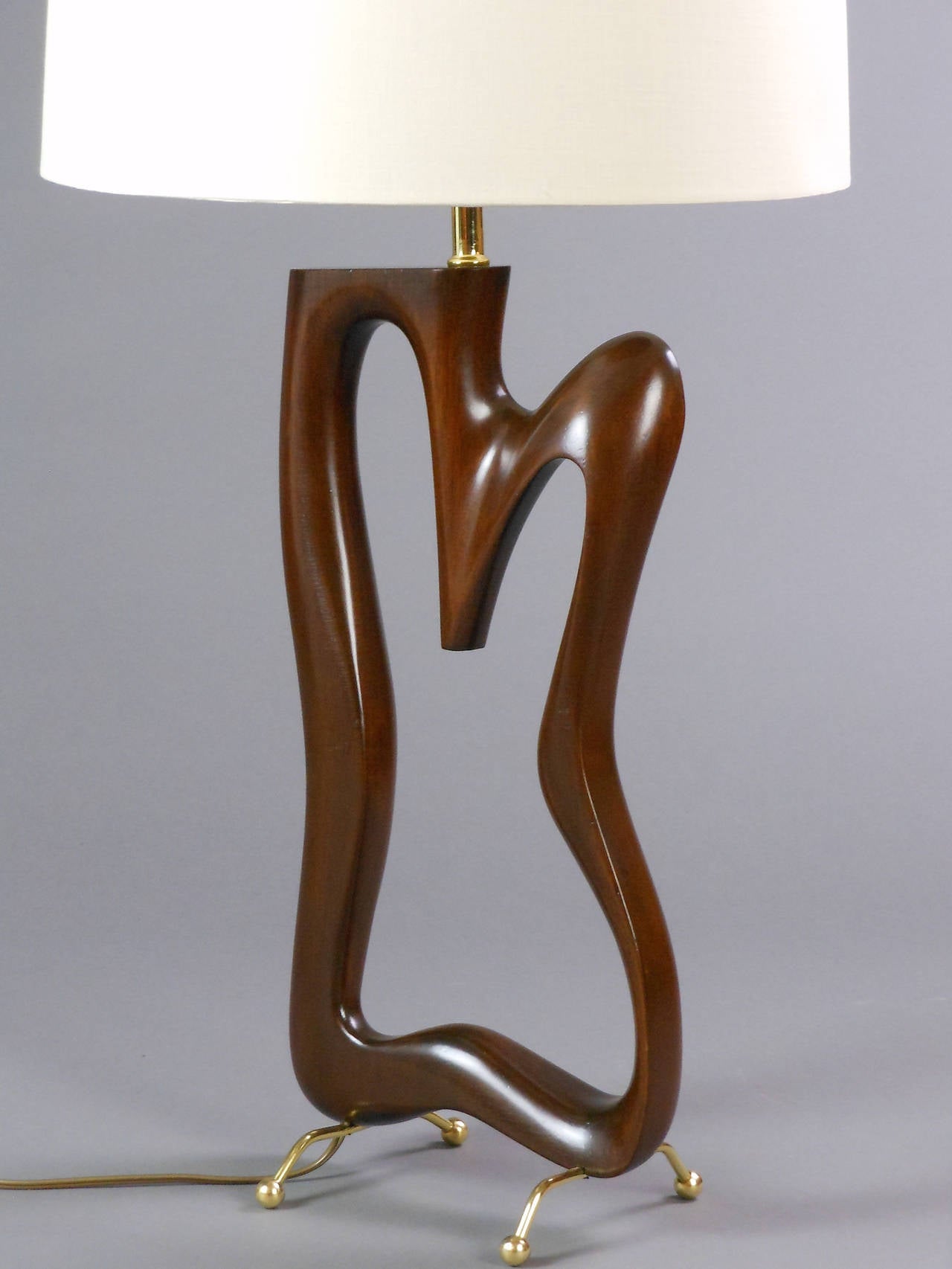 Unknown Mid-Century Modern Biomorphic Wood Lamp For Sale