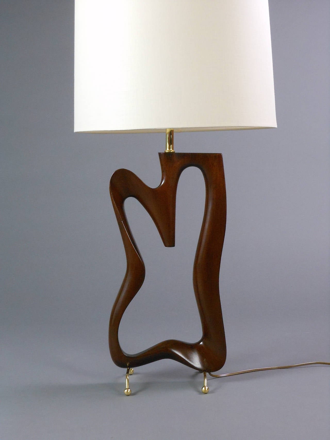 The open form rests on rod and ball feet.

Height to light fitting: 20"
Height to top of shade: 32".
