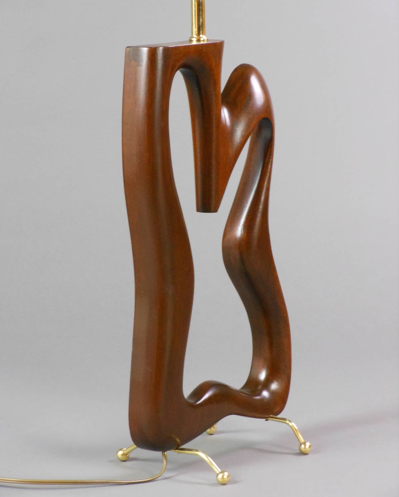 Mid-Century Modern Biomorphic Wood Lamp For Sale 1