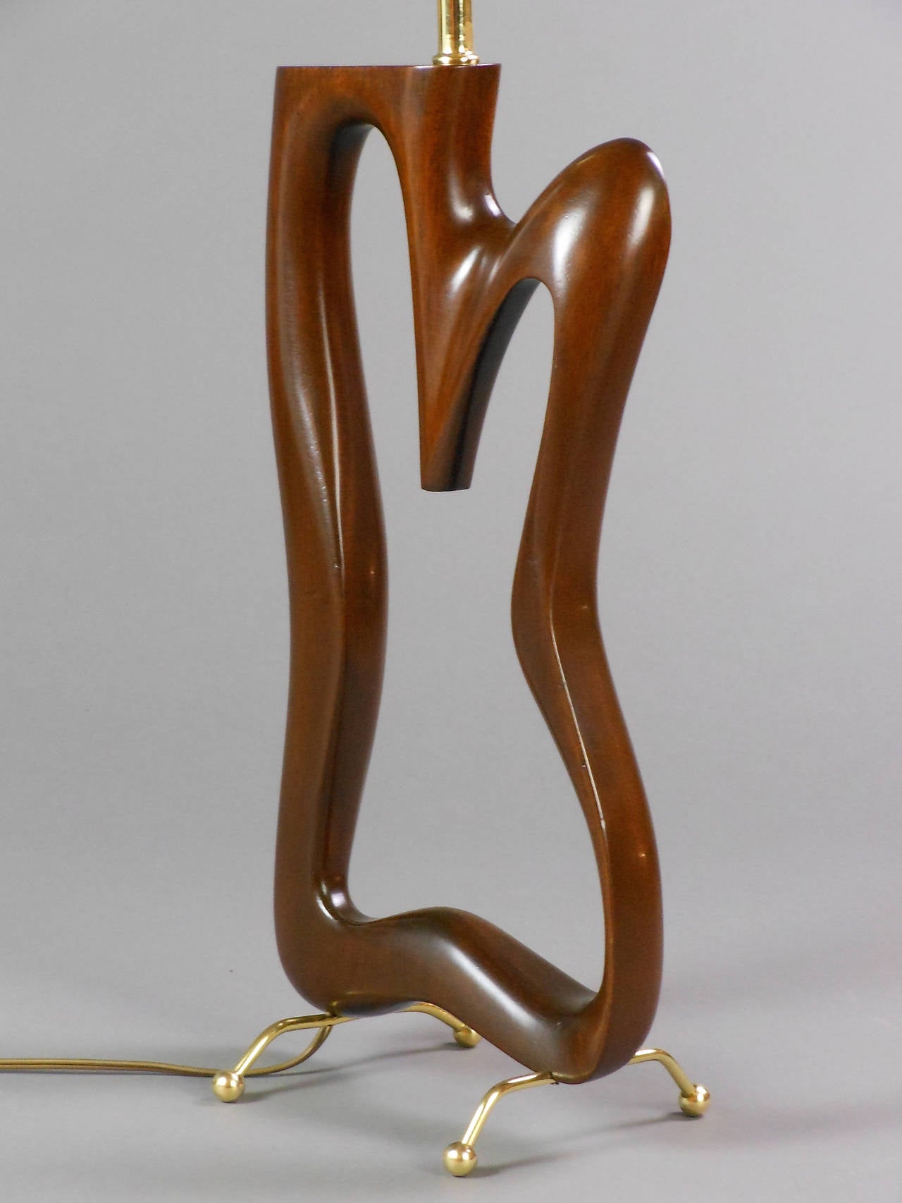 Mid-Century Modern Biomorphic Wood Lamp For Sale 2