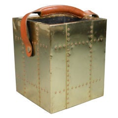 A Spanish Brass Bucket with a Leather Handle