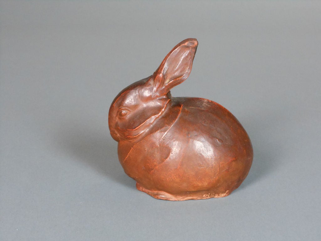 20th Century French Terra Cotta Rabbit Sculpture For Sale