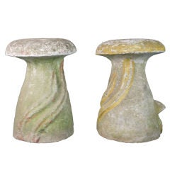 Pair of French Cast Stone Mushroom Stools
