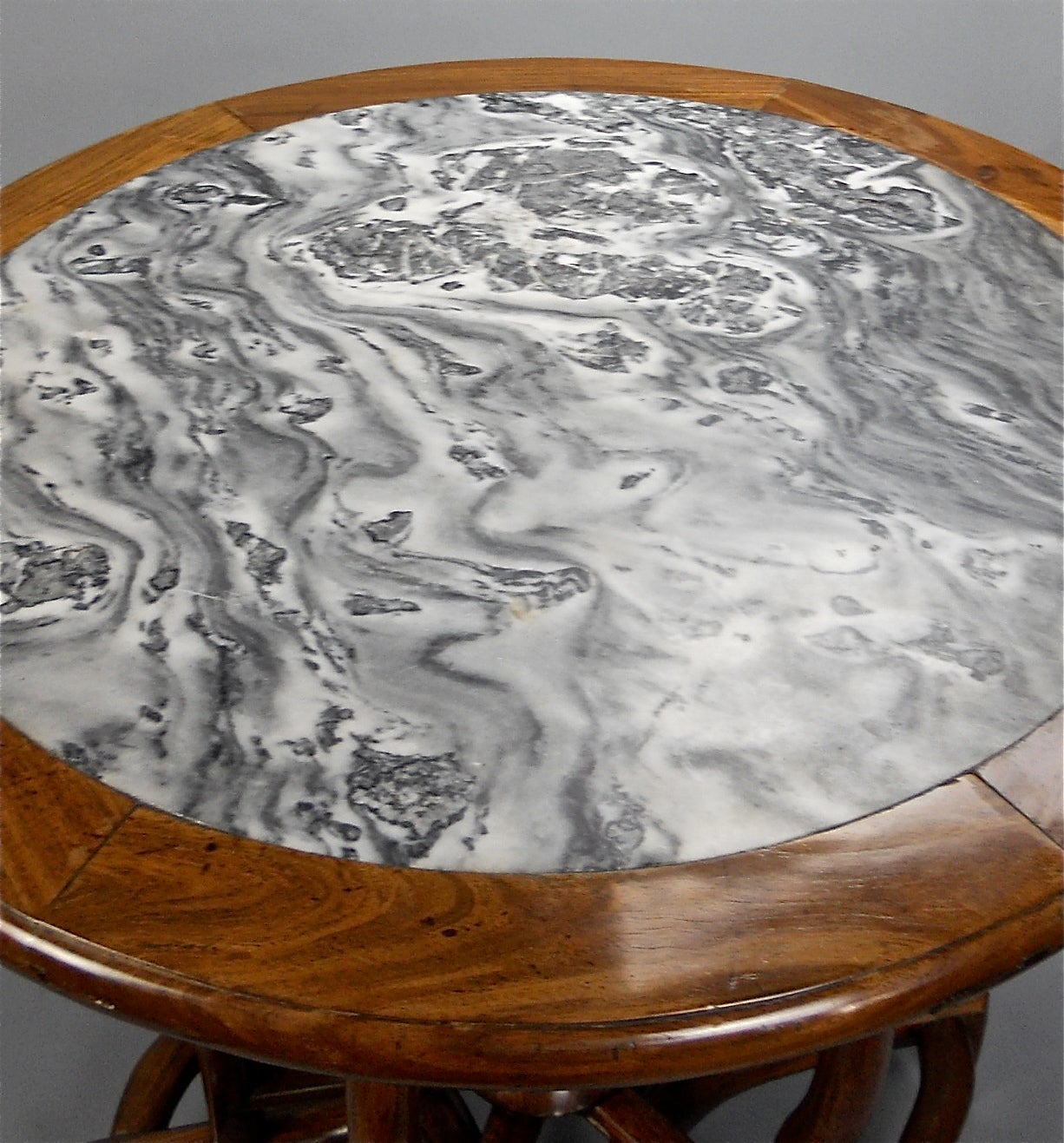 19th Century Chinese Hardwood Circular Table with a Marble Top For Sale