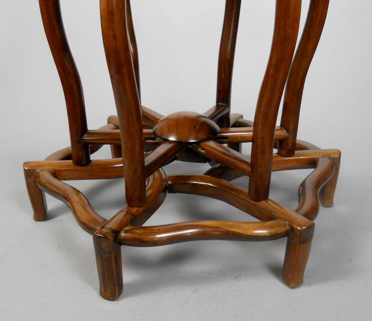 Chinese Hardwood Circular Table with a Marble Top For Sale 1