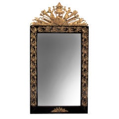 An Unusual Swedish Neoclassical Black and Giltwood and Gilt Metal  Mirror