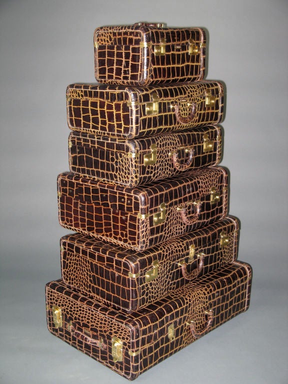 A Set of 6 Leather Suitcases by Globetrotter New York at 1stdibs