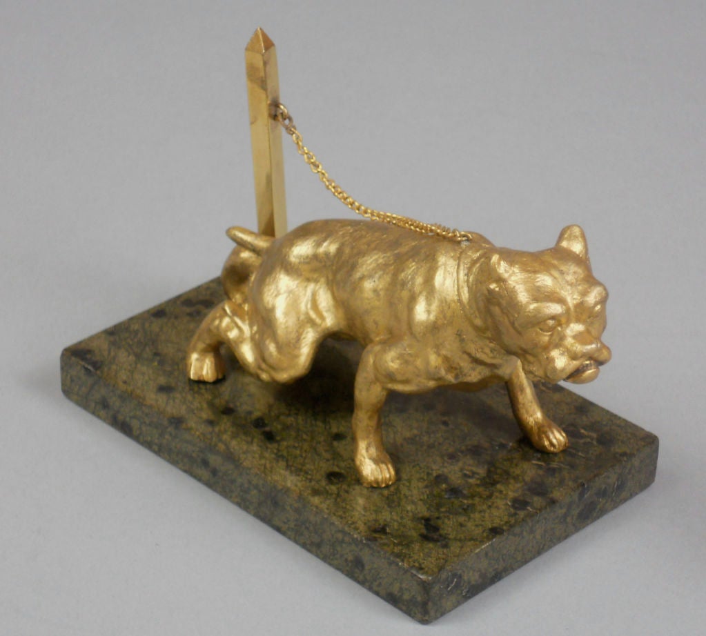 A Russian Gilt Metal Sculpture of a Chained Dog