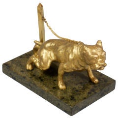 Antique A Russian Gilt Metal Sculpture of a Chained Dog