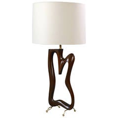 Mid-Century Modern Biomorphic Wood Lamp