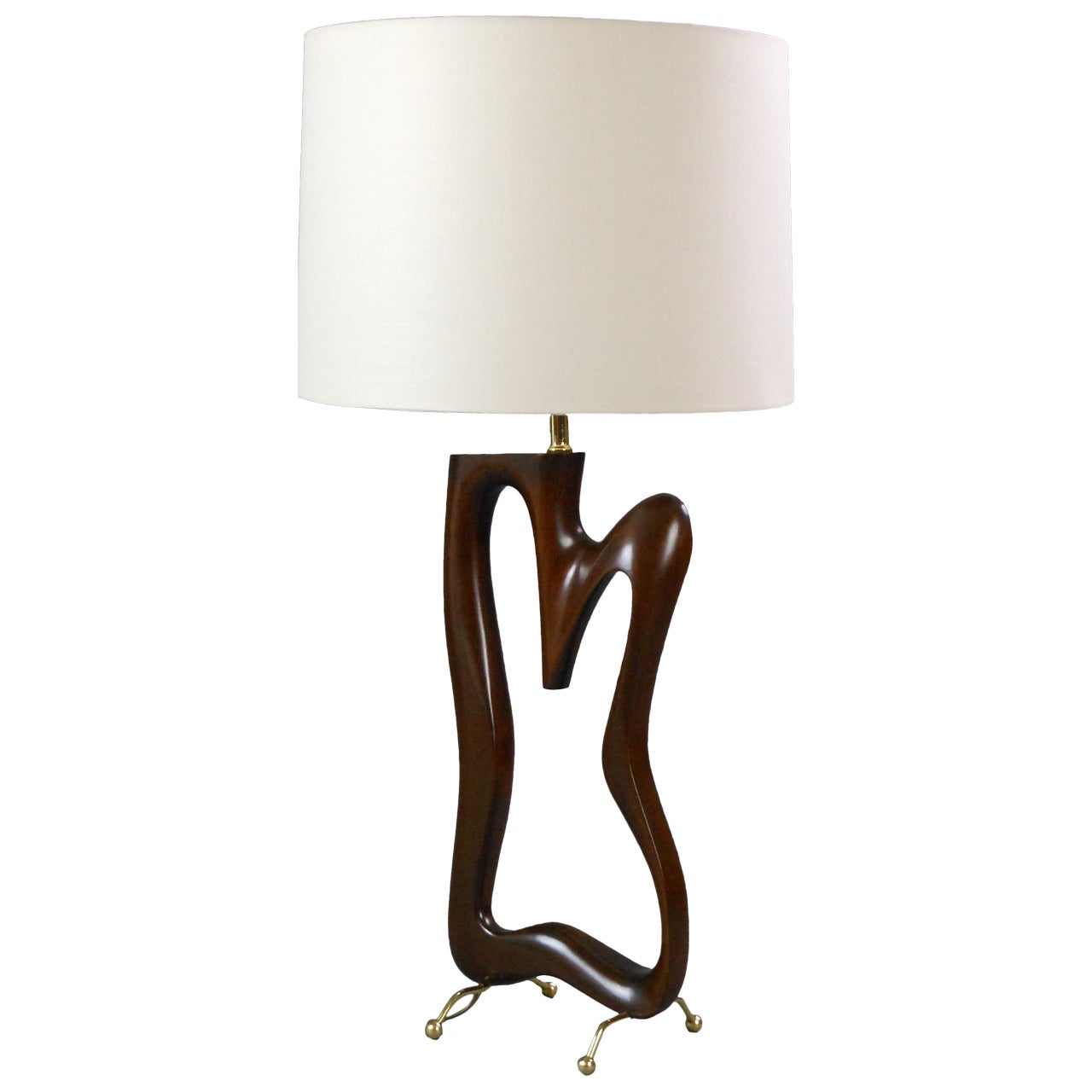 Mid-Century Modern Biomorphic Wood Lamp For Sale