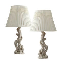 A Pair of Plaster Tree Lamps