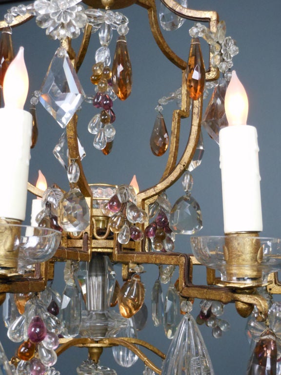 A French Gilt Iron and Cut Crystal Chandelier For Sale 1