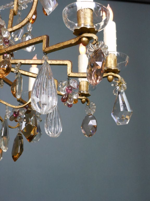 A French Gilt Iron and Cut Crystal Chandelier For Sale 2