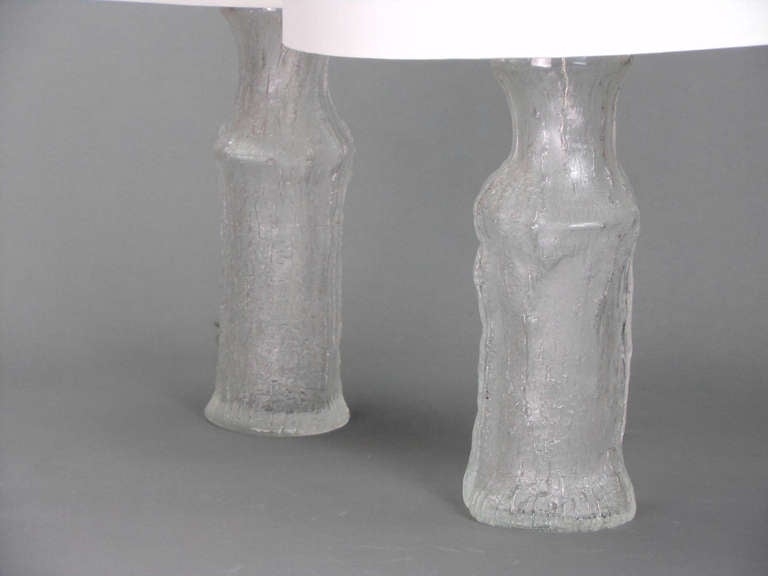 Swedish Scandinavian Modern Pair of Glass Lamps by Timo Sarpaneva for Luxus For Sale
