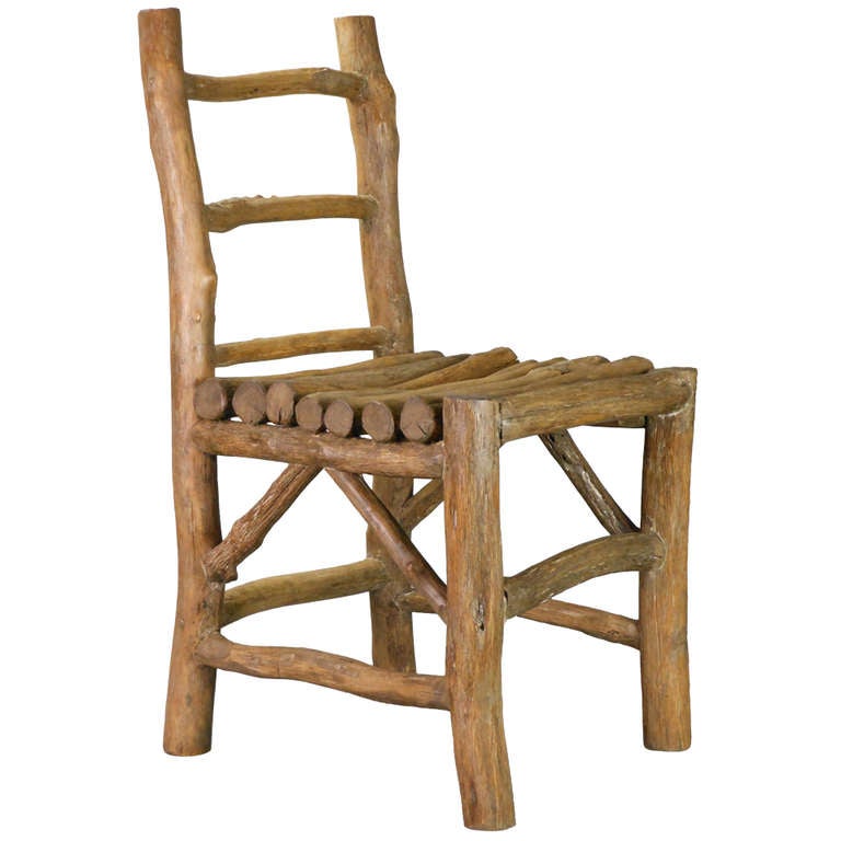A Rustic Hardwood Chair at 1stDibs