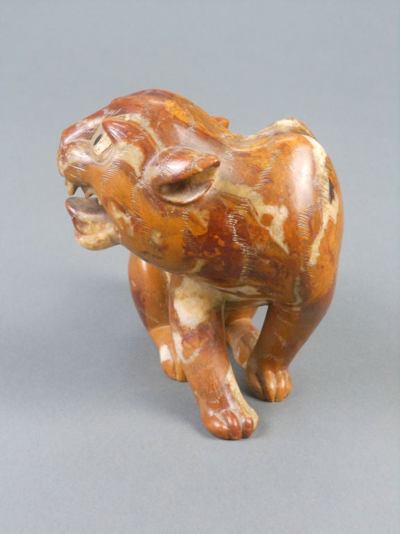 Meiji Japanese Marble Sculpture of a Tiger