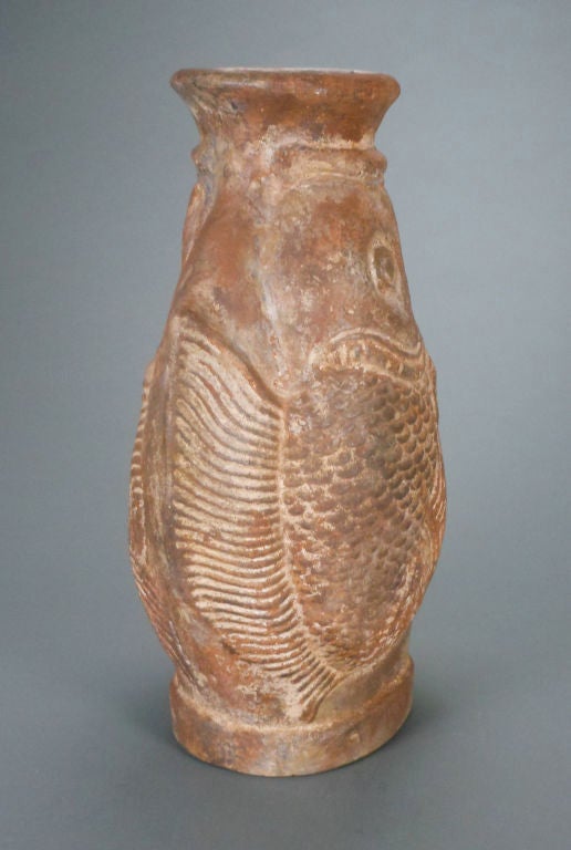 A Large French Terra Cotta Fish Vase In Good Condition In New York, NY