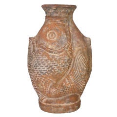 A Large French Terra Cotta Fish Vase