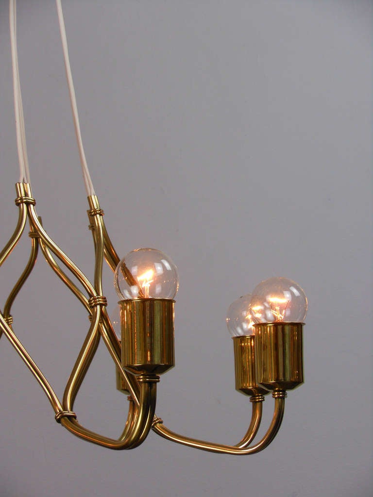 A Swedish Brass 10 Light Chandelier by Hans Bergström for Atelje Lyktan 4