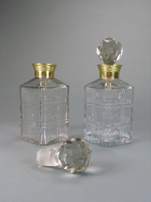 A Pair of French Brass Mounted Cut Crystal Decanters 5