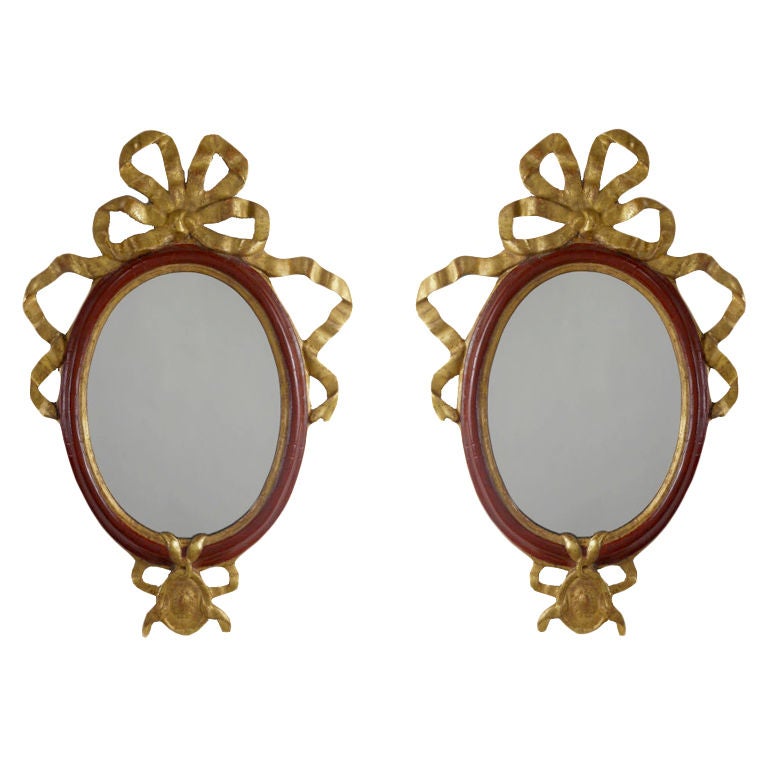 Neoclassical Pair of Painted and Parcel-Gilt Mirrors For Sale