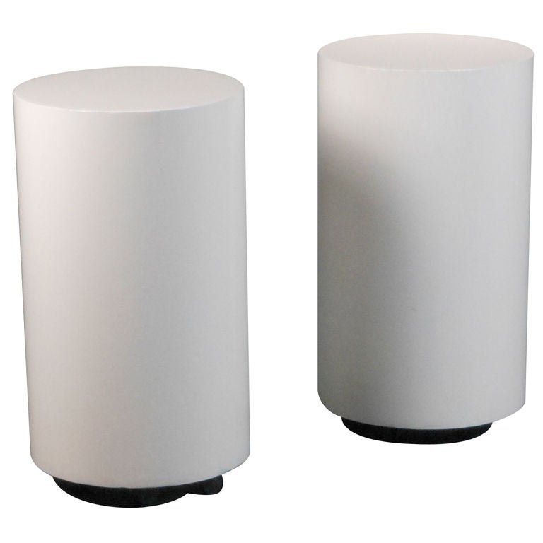 A Pair of White Concrete "Shaft" Tables by Mike Marino