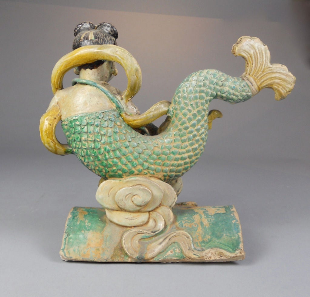 A Chinese Ceramic Mermaid Roof Tile 1