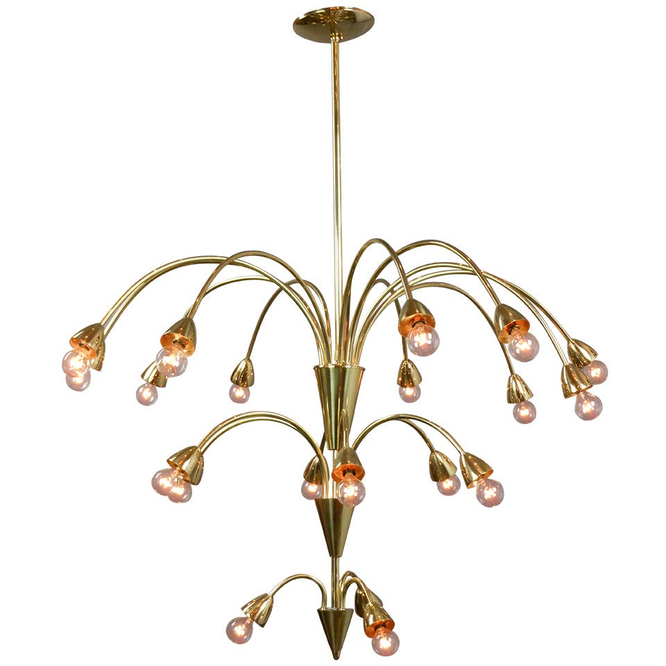 Mid-Century Modern Brass Chandelier For Sale