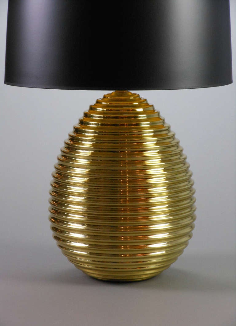 Italian Oval Stepped Brass Lamp In Good Condition In New York, NY