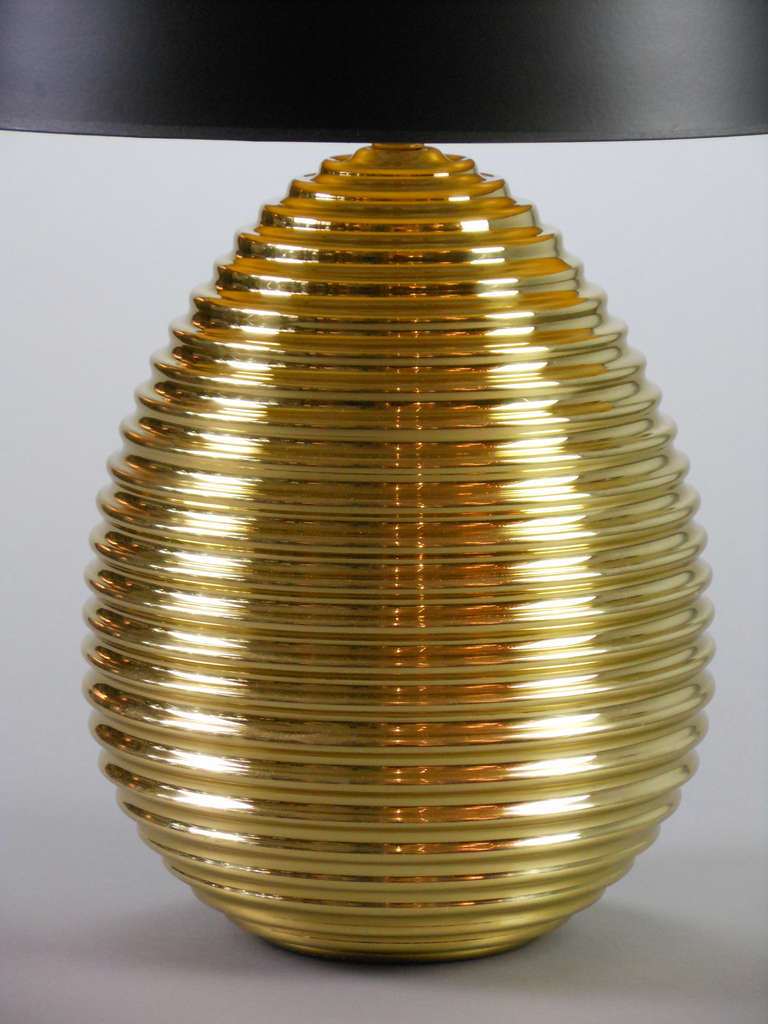 Late 20th Century Italian Oval Stepped Brass Lamp