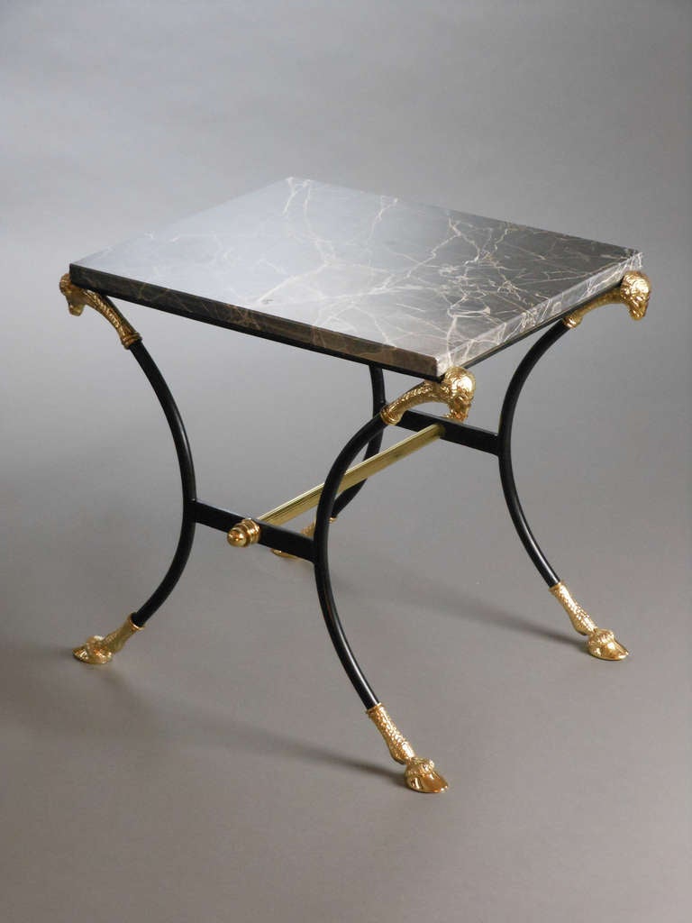 Pair of Italian Neoclassical Side Tables with Veined Black Marble Tops 1
