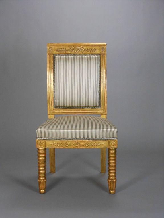 Set of Four Directoire Giltwood Chairs In Good Condition In New York, NY