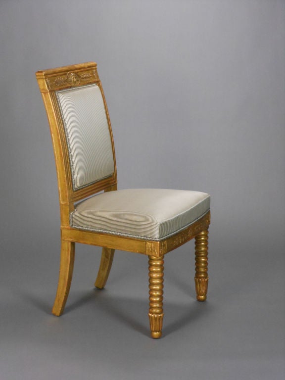 18th Century and Earlier Set of Four Directoire Giltwood Chairs