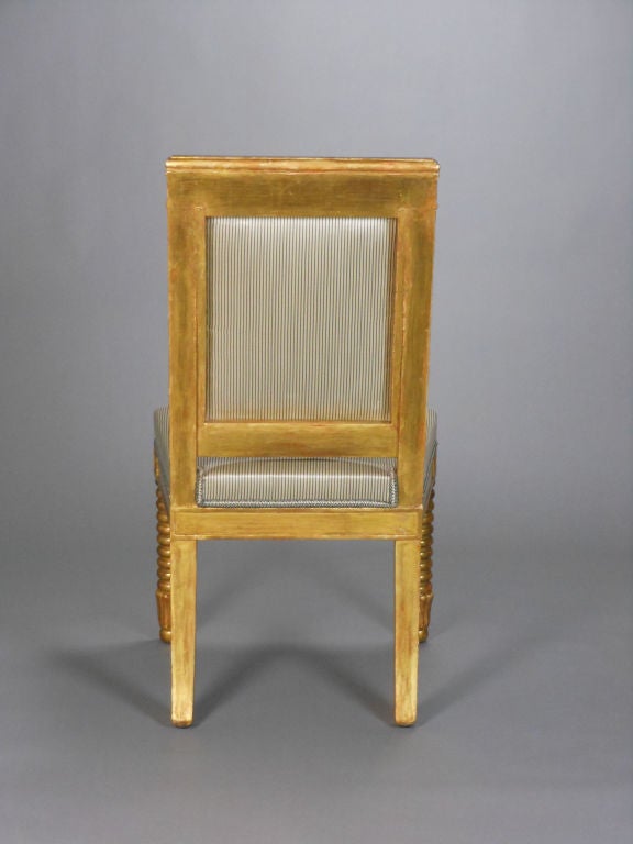 Set of Four Directoire Giltwood Chairs 1