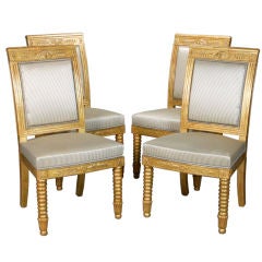 Set of Four Directoire Giltwood Chairs