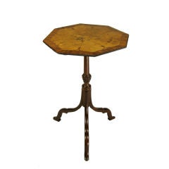 George III Tilt-Top Yew and Bloodwood Marquetry Tripod Table