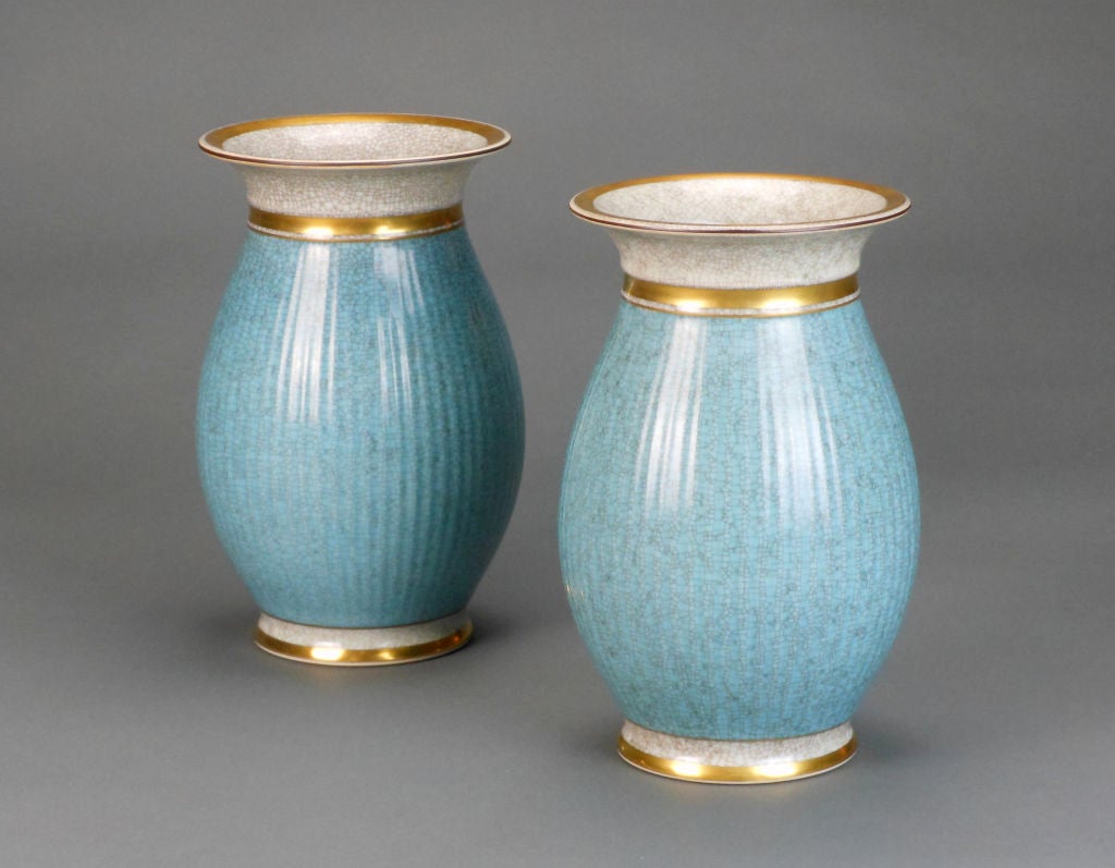Pair of Royal Copenhagen Craquelure Vases In Excellent Condition In New York, NY